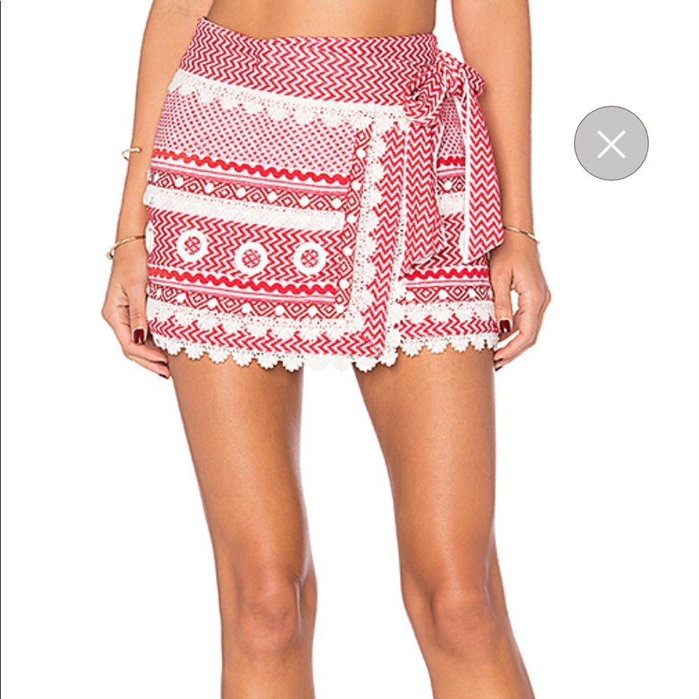 Dodo Bar Or red and cream skirt